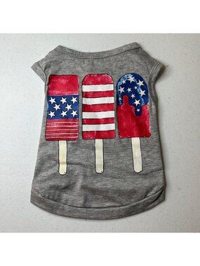 Small Dog Shirt With American Flag Popsicles Patriotic Pet Outfit Fourth of July